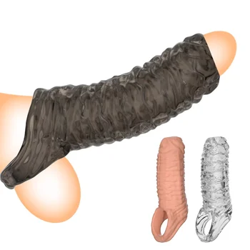 Anel peniano masculino realista, extensor de manga peniana, manga peniana, atraso na ejaculação, anel peniano, preservativo reutilizável, brinquedo sexual 1