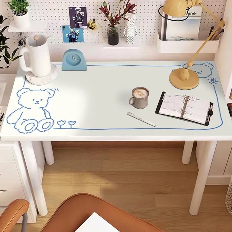 80x40cm girl bedroom study kawaii desk pad pvc cute writing pad mouse pad large dirt-resistant desk mat home decor transparent sticky notes memo pads stripes study index book tabs cute post notepads school office supply scrapbooking stationery