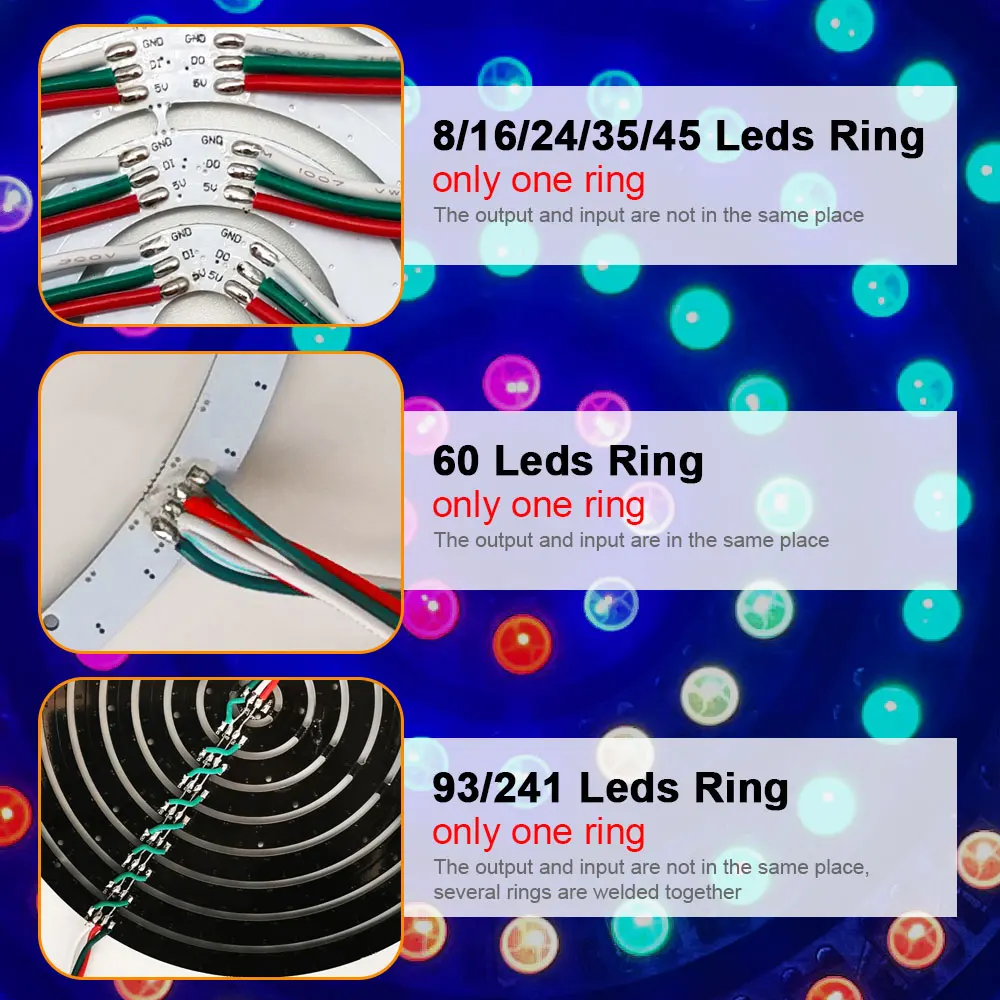 Colorful RGB LED Circle with Individually Addressable Pixels - DIY Round Pixel Ring