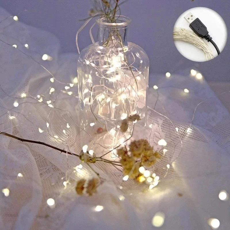 

LED Copper Wire Waterproof Fairy Tale Light String USB Rechargeable Battery Christmas Wedding Party Indoor Outdoor Decoration