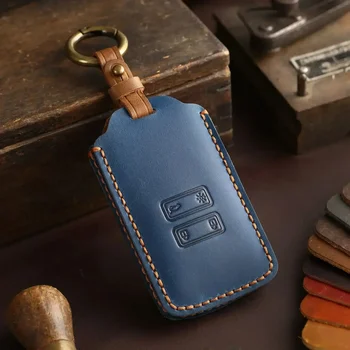 Leather Car Key Case Cover for Renault Captur Koleos Kadjar Zoe Arkana Espace Clio Megane Grand Scenic Sandero Dacia Duster Card 1