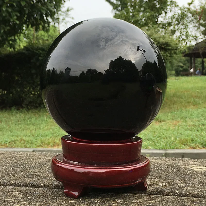 Natural Black Obsidian Sphere Large Crystal Ball Healing Stone Gemstone 30/40/50mm obsidian crystal decorative glass Home Decor