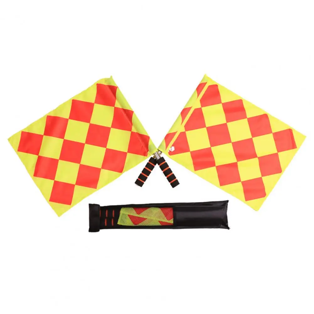 Trial Flag 1 Set Professional Sturdy Not Easy to Deform  Sports Match Referee Flag Referee Tool signal flag 1 set wear resistant plaid not easy to deform soccer judge linesman flag referee tool