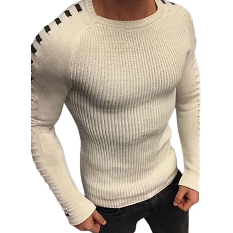 Men Knitted O Neck Pullover Sweater Colour Blocking Long Sleeve Slim Fit  Jumpers Casual Male Wear 2023 Autumn Winter Warm Tops men s long sleeve goat cashmere knitted pullovers with hat thick warm sweaters male jumpers top grade winter new