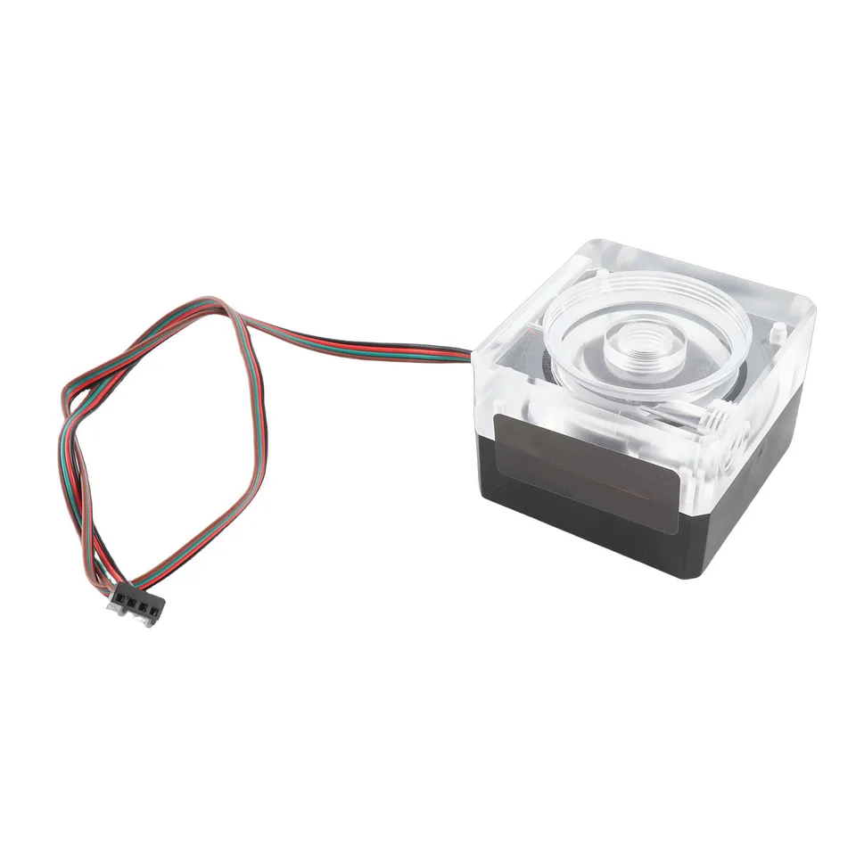Pompa di raffreddamento ad acqua per computer, serbatoio della pompa di raffreddamento ad acqua ultra silenzioso DC 12V G1/4 con controllo della velocità PWM 2600RMP, flusso 500 L/H(oro