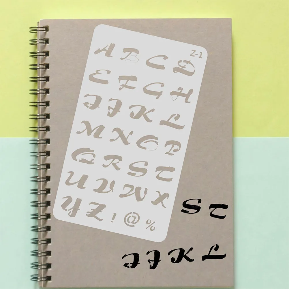 2 세트 문자 스텐실 알파벳 템플릿 DIY 페인팅 스크랩북 저널 공예 창의적인 그림을 위한 재사용 가능한 플라스틱 스텐실