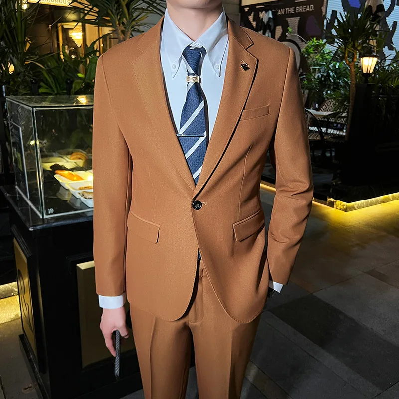 

Two piece men's groom wedding suit