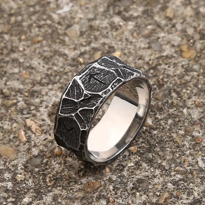 Stainless Steel Ring Fashion Retro Nordic Viking Rune Punk Bicycle Men and Women Couple Talisman Jewelry Gift