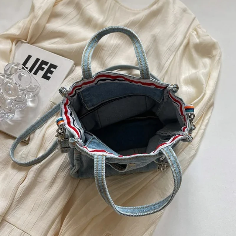 Ladies' Crossbody Bags Creative Retro Washed Denim Personalized Fashionable Verstaile Handbags High-quality Shoulder Bags Girl
