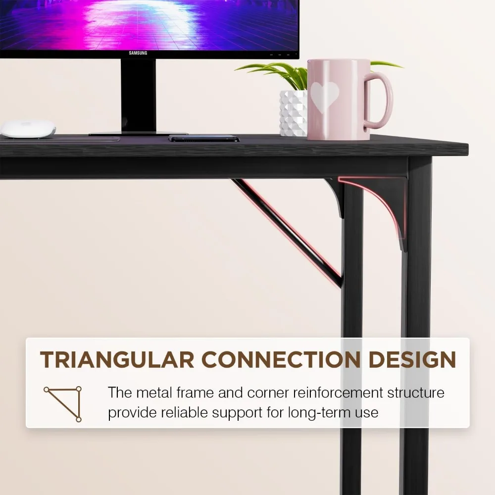 47 inch Computer Desk Gaming Desk Multi-Function Writing Table Student Art Modren Simple Style PC Wood & Metal Desk Workstation 6