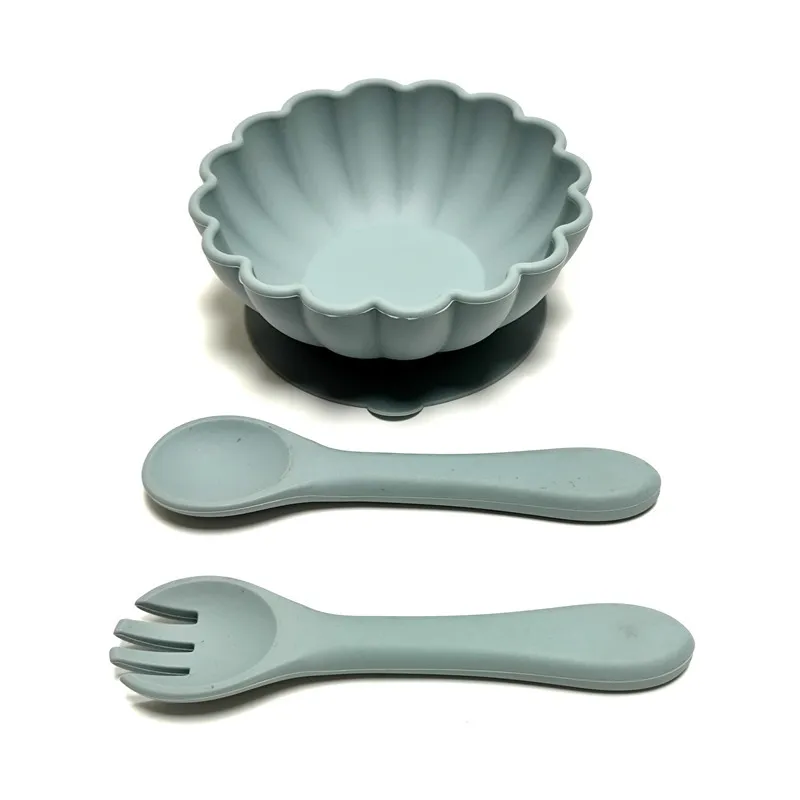 3pcs Silicone Children's Dinner Plate Set Suction Cup One-piece Food Silicone Dinner Plate Baby Bowl for Eating Training