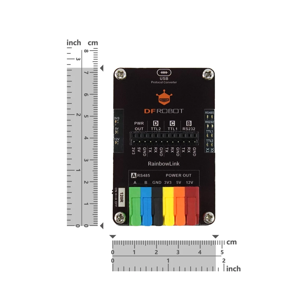 DFRobot RainbowLink Convertitore Seriale USB a RS485 RS232 TTL a 4 Canali con Uscita di Alimentazione 12V 5V 3.3V per Debugging di Schede IoT - immagine 2