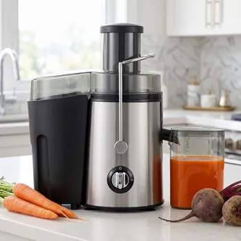 Juicer, 800 Watt Centrifugal Juicer with Wide Mouth 3" Fruit & Vegetable Feed Chute, Easy to Clean, Stainless Steel (Silver) 1
