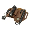 Men Genuine Leather Tool Pocket Keychain Flashlight Pen Knife Storage Wear Resistant Durable Retro Outdoor Sports Folding Pocket 3