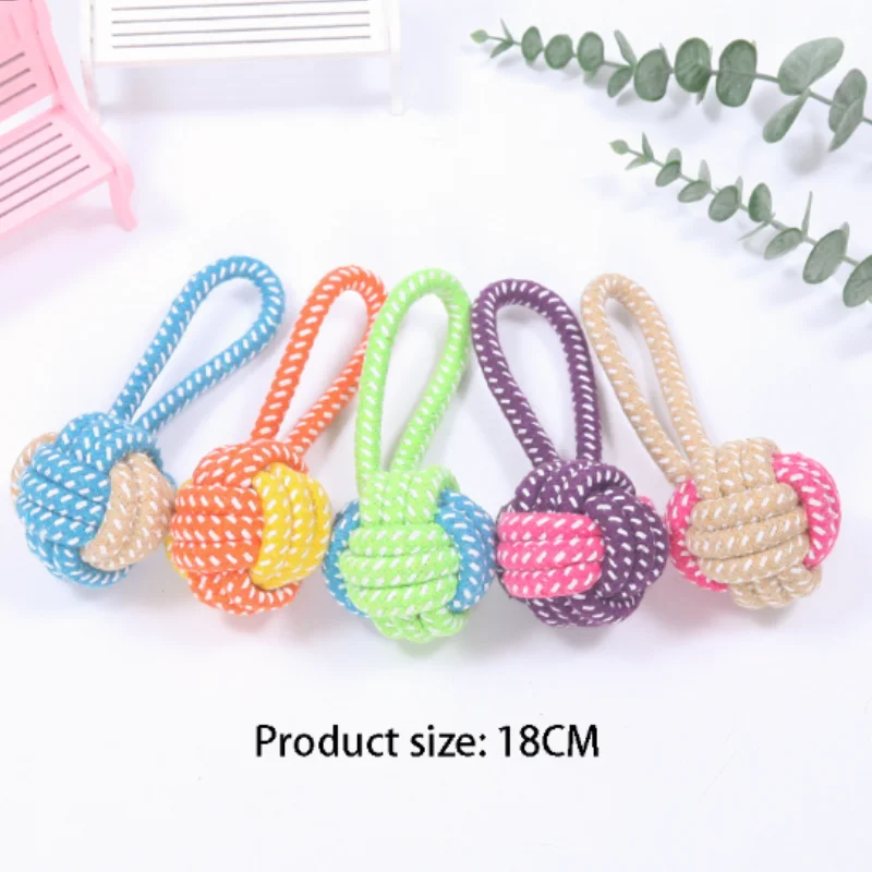 Interactive Cotton Rope Chew Ball For Dogs And Puppy Teething_voghion.com