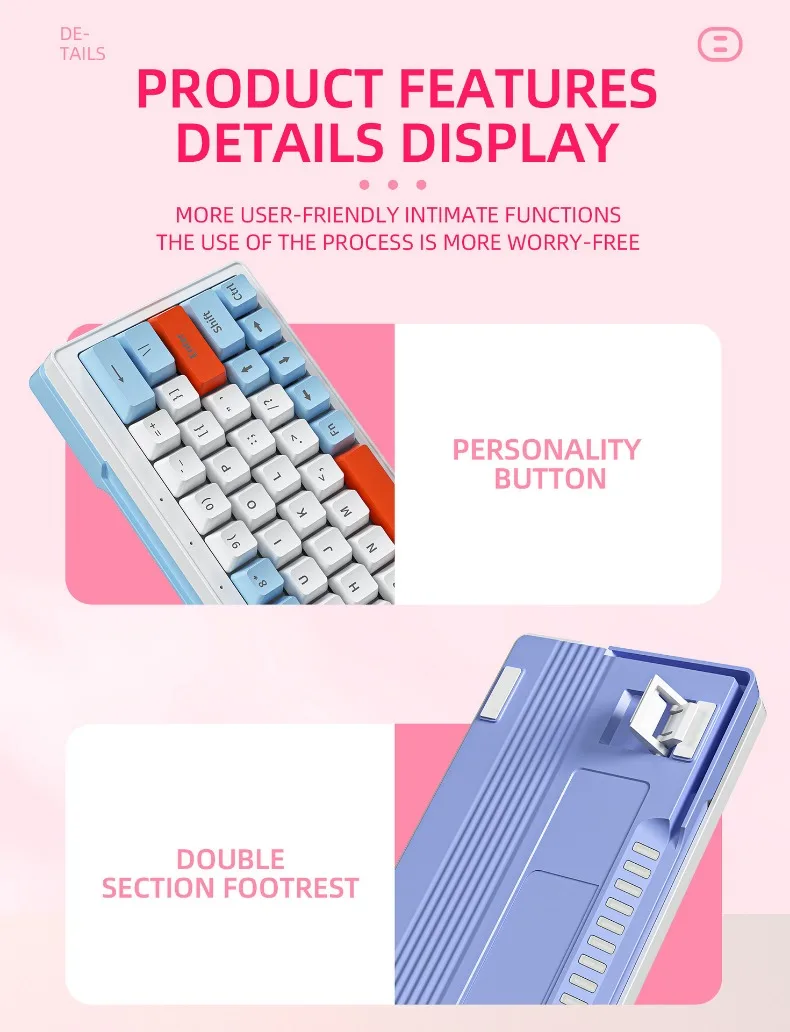 SUMREDA-ZA63 Mini teclado mecânico, jogos sem fio,