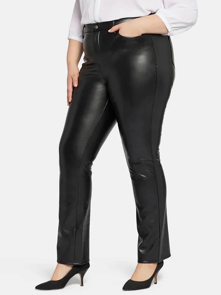 

Women Plus Size Faux Leather Pants High Waist Sexy PU Trousers with Pocket Ladies Stretch Bodycon Pencil Pants 5XL 6XL 7XL New