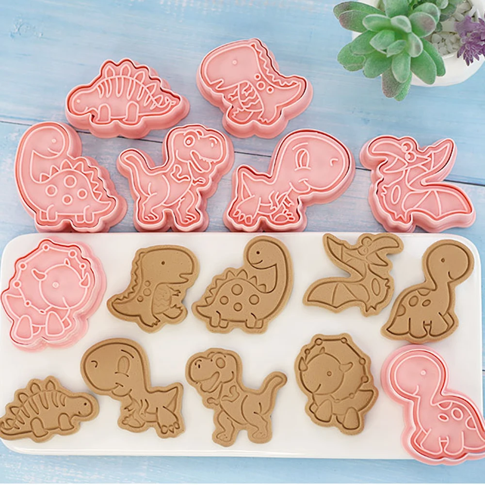 8Pcs/set Plastic 3D Cookie Cutters Cartoon Cute Cookie Molds Stamp Biscuit Cutter Kids Diy Baking Tools Kitchen Pastry Accessory Cookie Cutter Cookie Mould Cookie Printing Mold