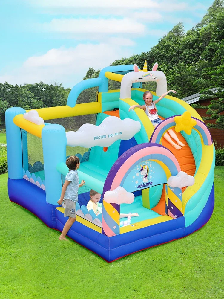 

Indoor Small Household Children Trampoline Slide Inflatable Castle Naughty Castle