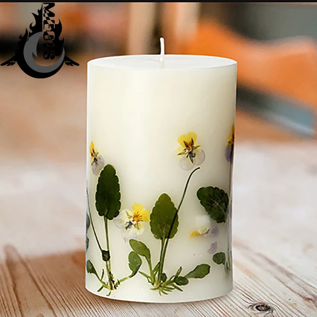 Pressed Wildflower Pillar Candle