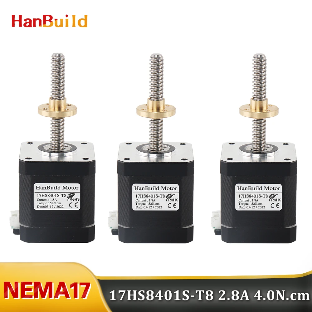 3pcs nema 17HS8401S T8 Screw motor L310mm lead screw mill cut cnc engraving machine forCNC