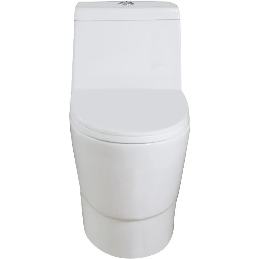 Elongated One Piece Toilet With Dual Flush Modern Sleek Design White Soft Closing Seat With Quick Release Hinges Toilets Parts
