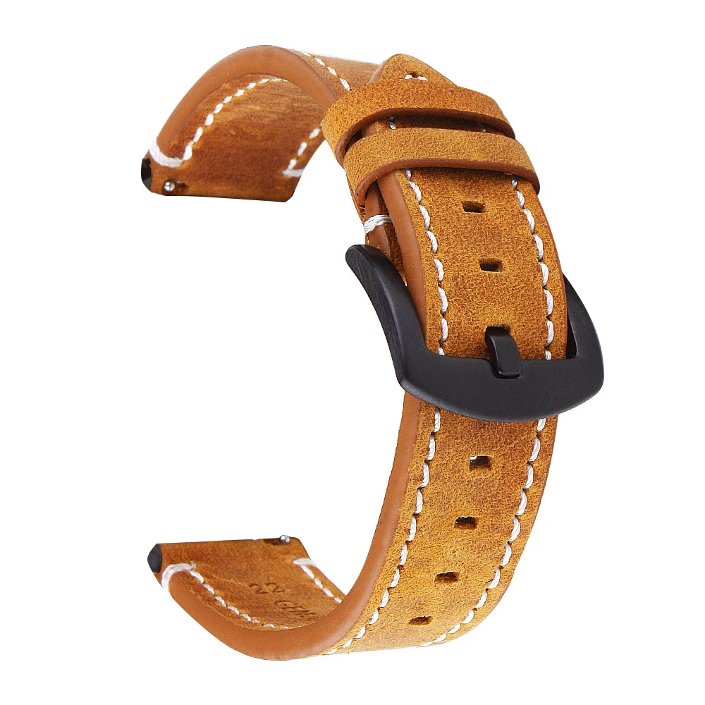 

20mm Genuine Leather Strap Watchband For Samsung Galaxy Watch4 40 44mm/Watch 4 Classic 42 46mm/Active 2 Wristbands Bracelet Belt