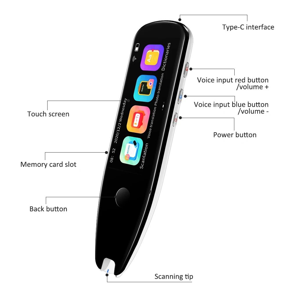 Smart 112 Language Voice Translator 3.5 Inch Screen Offline+WIFI Translation Pen Scanning Translation Pen Business Travel Abroad