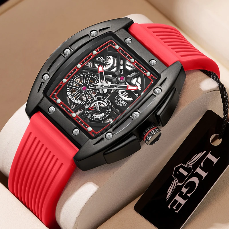 LIGE Luxury Skeleton Automatic Watch - Men's Luminous Waterproof Timepiece