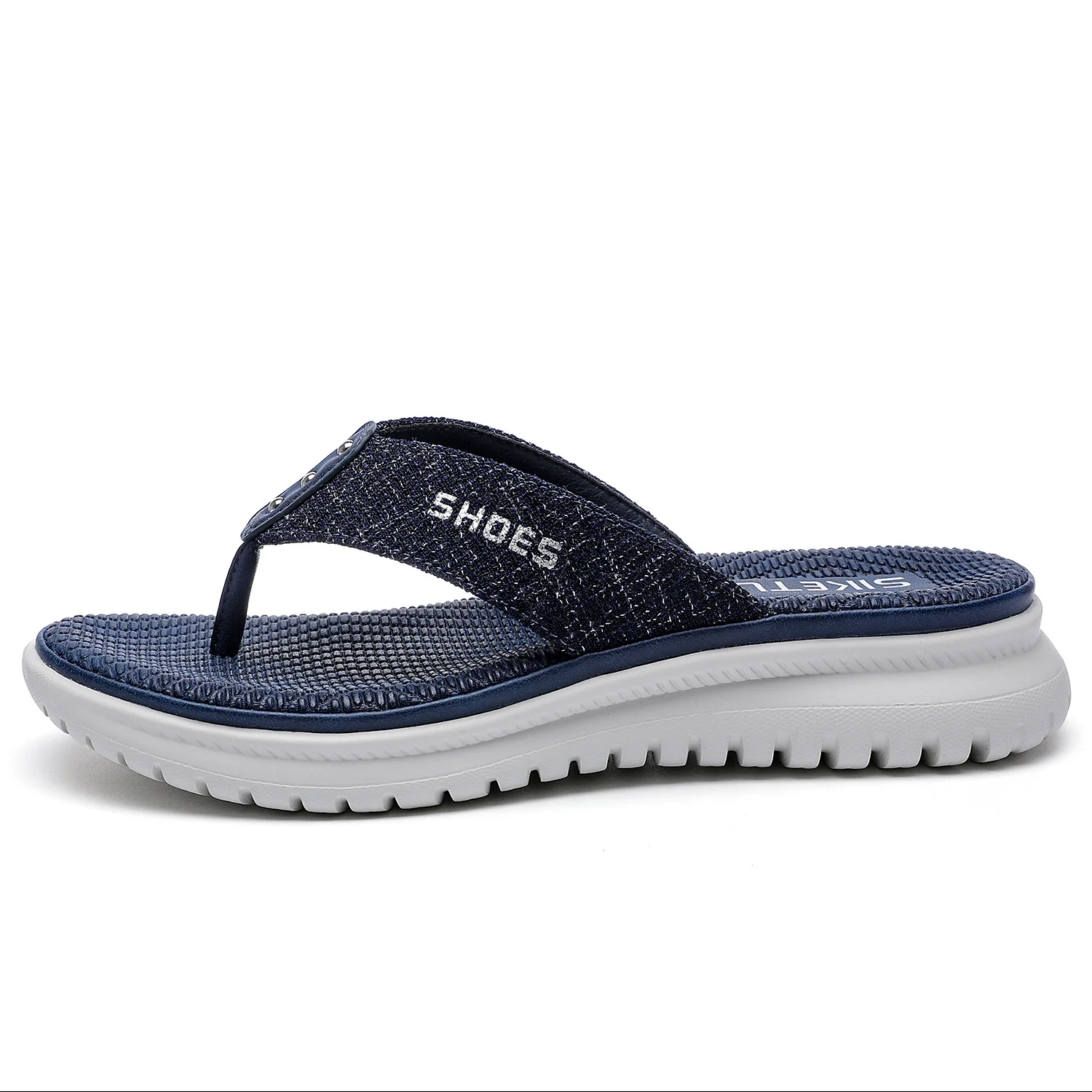 SIKETU Brand Summer Fashion Simple Flip Flops Women Wedge Clip Toe Shoes Leisure Slides Blue Lightweight Comfortable Waterproof 3