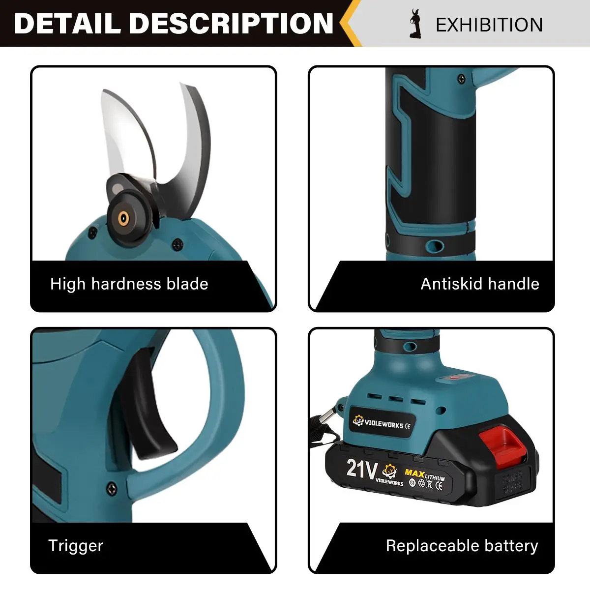 30mm Brushless Electric Pruning Shears Electric Scissors Tree Branches Electric Pruning Gardening Tools For Makita 18V Battery 6