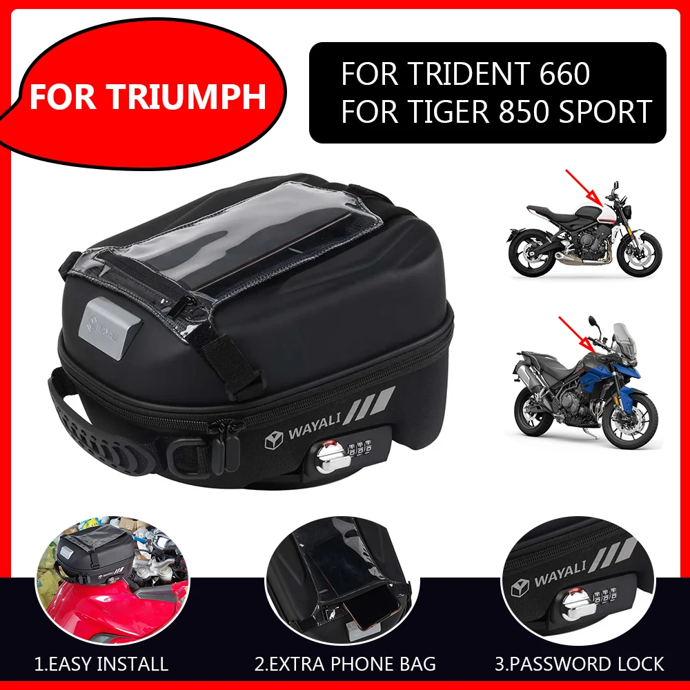 

Motorcycle Accessories Fuel Tank Bag For TRIUMPH Trident 660 Tiger 850 Sport Trident660 Tiger850 Backpack Luggage Bag Lock Bag