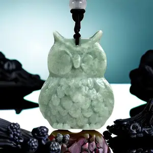 Natural Real Jade Owl Pendant Necklace Stone Luxury Gifts for Women Men Gift Gemstones Carved Jewelry Charm Talismans Chinese