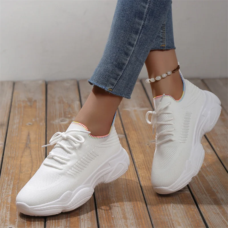 Mesh Breathable Women Casual Sneakers Lace-up Vulcanized Shoes Ladies Platform Sneakers Female Shoes Plus Size Zapatos De Mujer