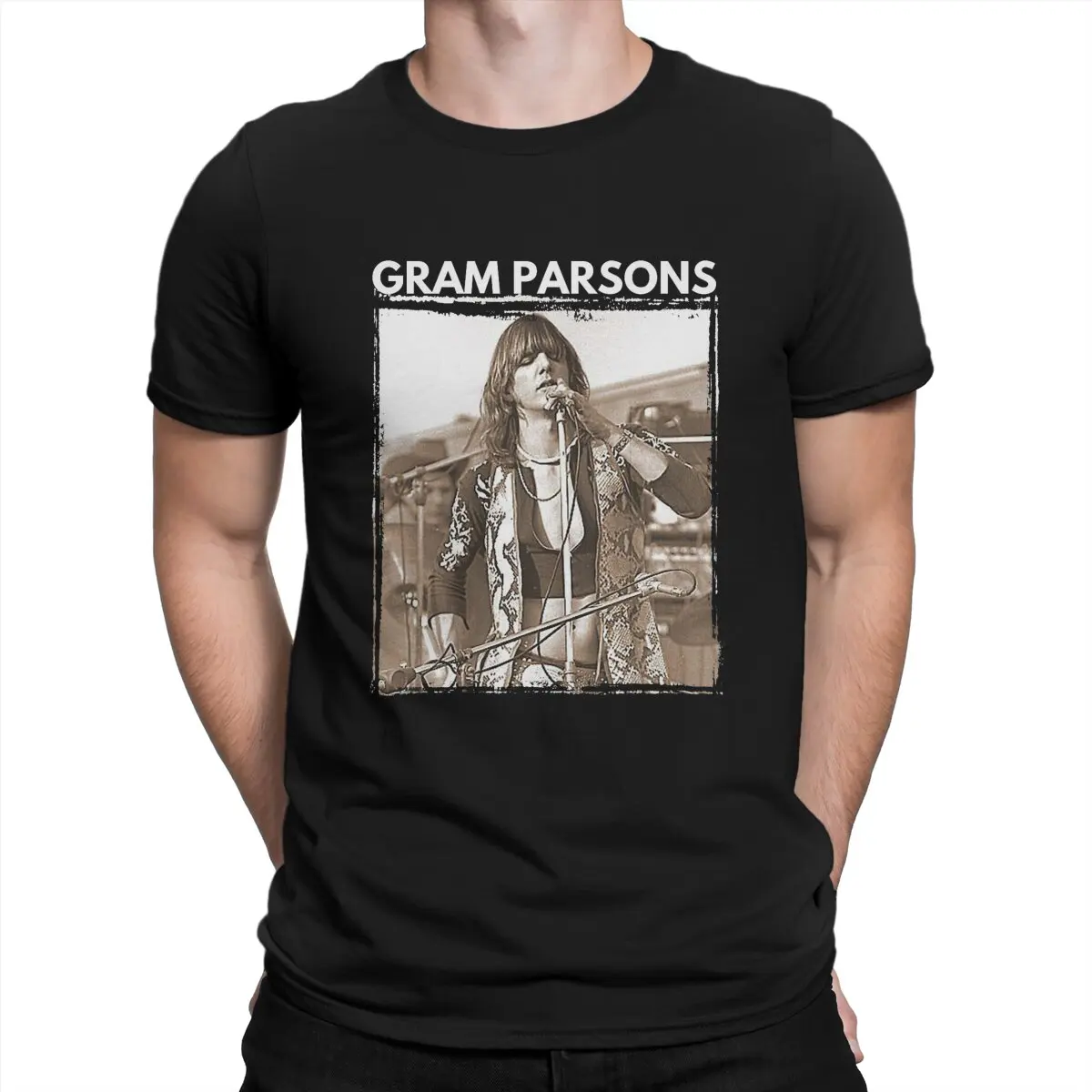 

Мужские Винтажные хлопковые футболки Легенды никогда не умирают, футболки с круглым вырезом, футболки с принтом Gram Parsons, топы с коротким рукавом