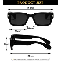 Square Chunky Sunglasses for Women & Men, Trendy Rectangle Shades with UV400 Protection (Black) 6