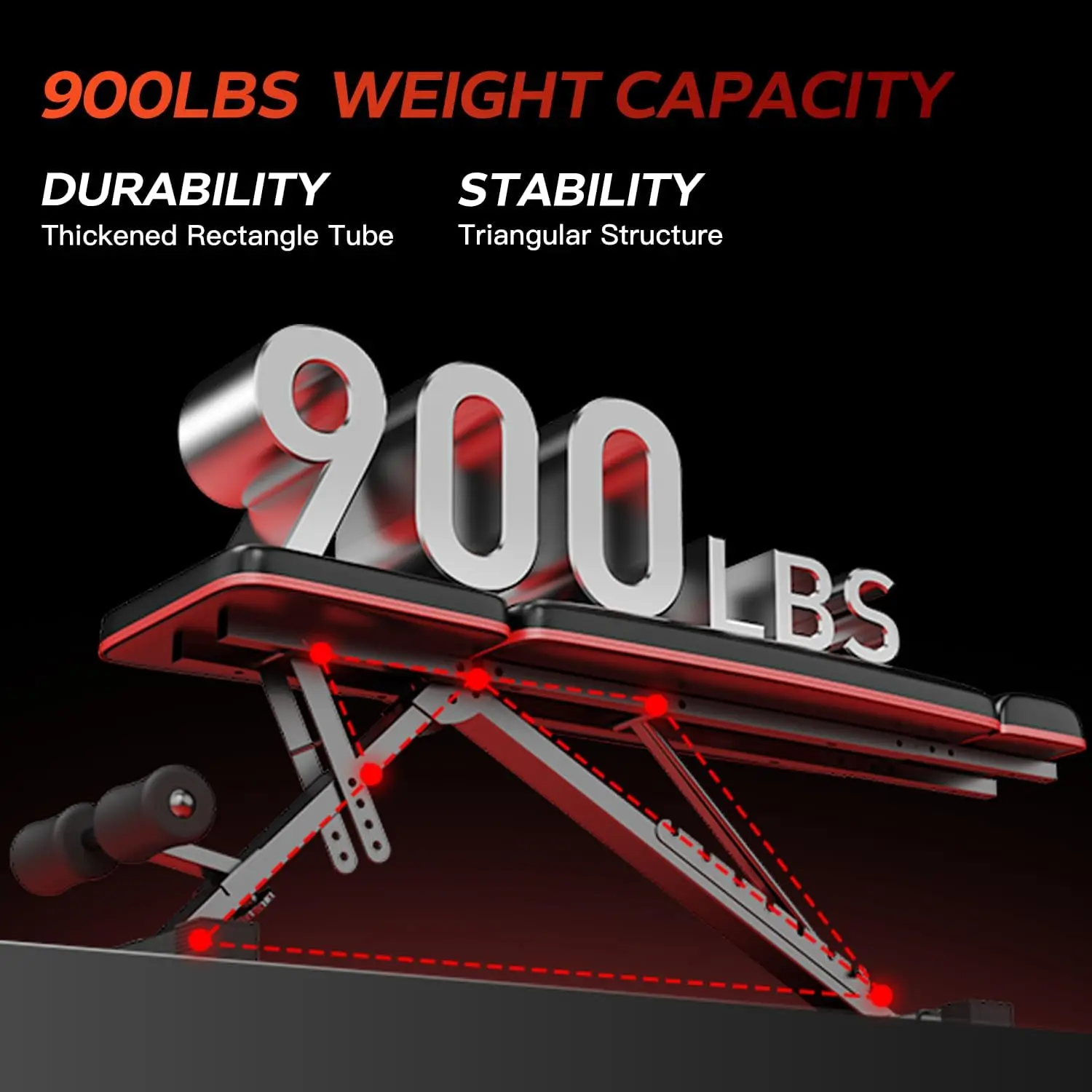 FITNESS Adjustable Weight Bench with Adjustable Headrest & Lumbar Support, 900 LBS Capacity, Ab Sit Up Decline Bench, Fol