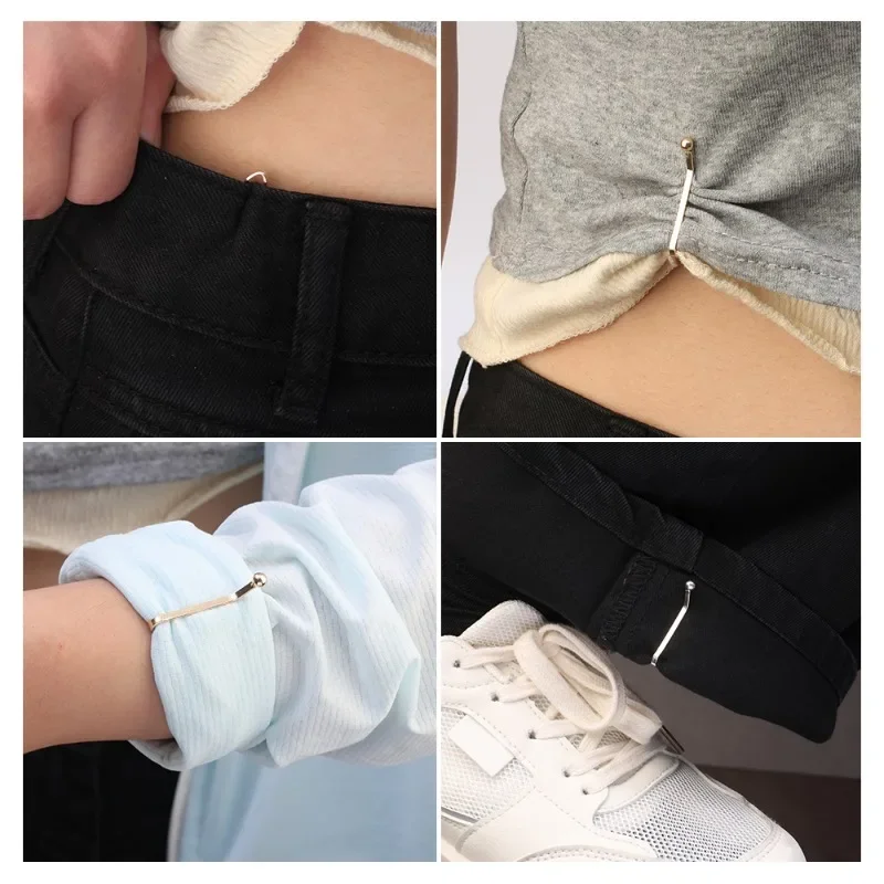 4/16Pcs Simple Waist Adjustable Clip for Pants Skirt Cuff Fixed Clips Headscarf Shawl Anti Slip Brooch Unisex Fashion Jewelry