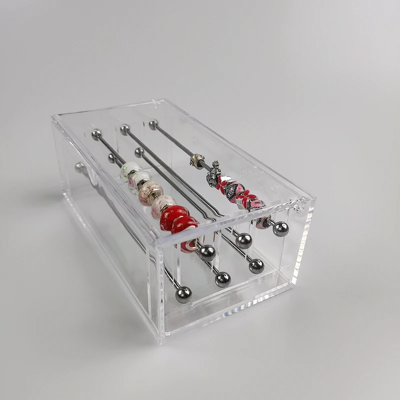 Large Capacity Bracelet Charm Collection Case Rondelles Beads Acrylic Organizer Storage Box Pendant Trollbeads Holder Stand Rods