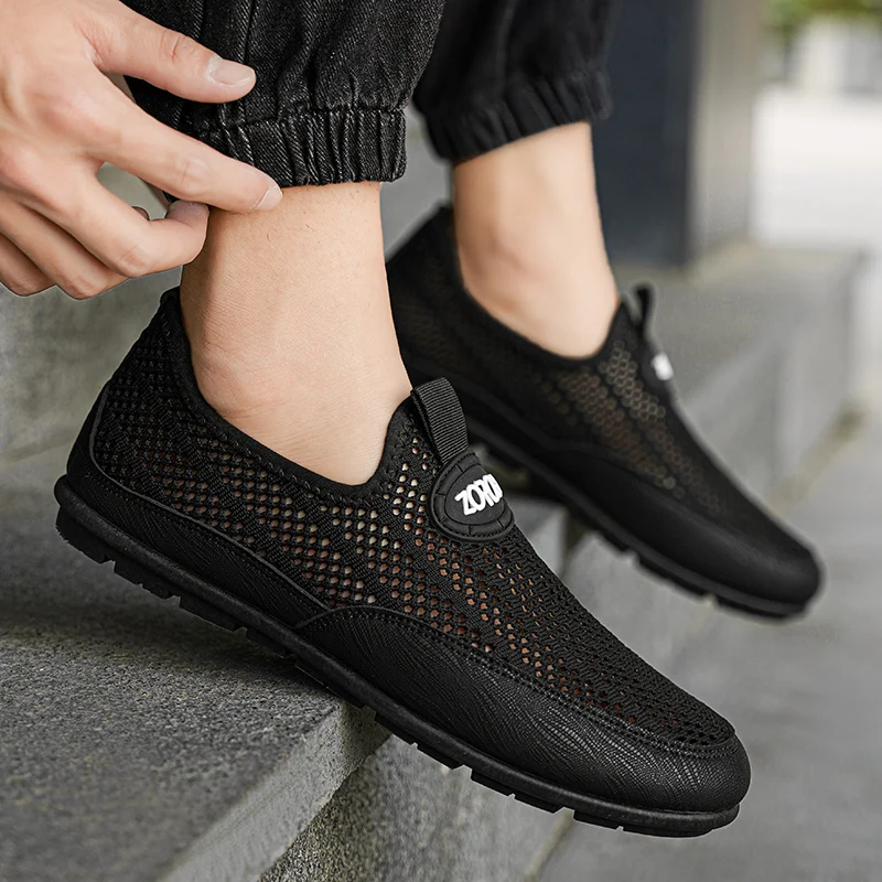 2024 Hot Sale Men Loafers Shoes Breathable Slip-On Men's Shoes Lightweight Flat Sneakers Men Walking Shoes Outdoor Mesh Footwear 5