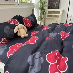 Naruto Akatsuki Themed Bedding Set - Anime Print Comforter and Sheet Collection for All Seasons (Naruto Akatsuki)