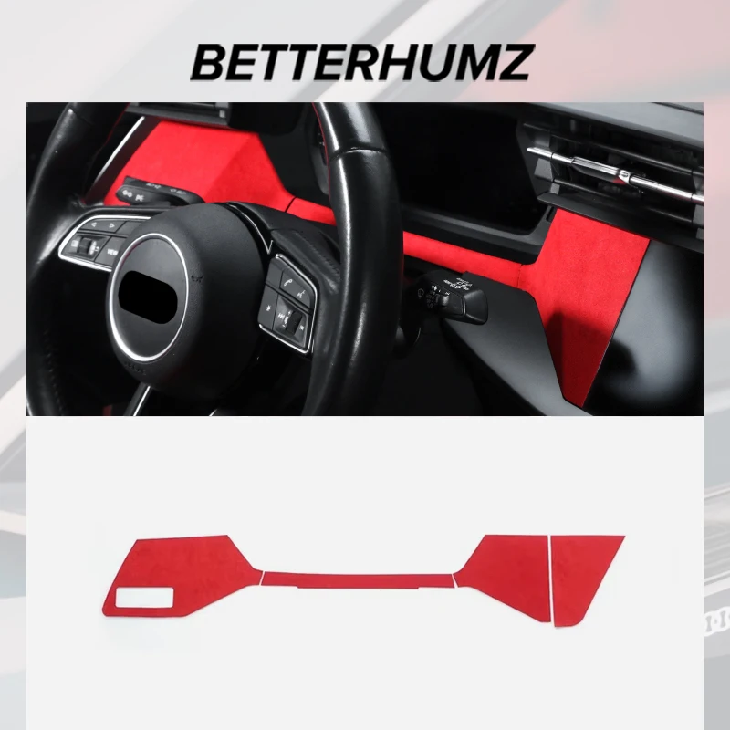 For Audi A3 8Y S3 2021-2025 Made of Alcantara Car Center Console Dashboard Panel Instrument Strip Trim Stickers Auto Accessories