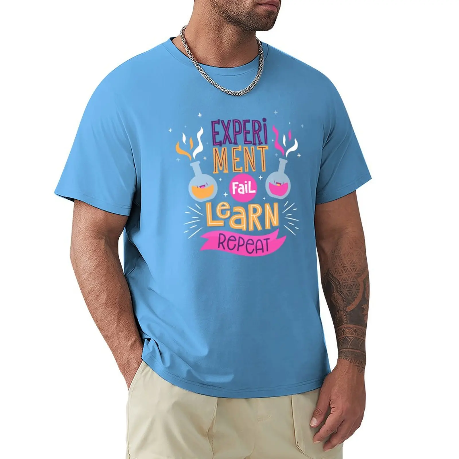 

Experiment Fail Learn Repeat T-shirt oversized shirts graphic tees summer top Men's t-shirt