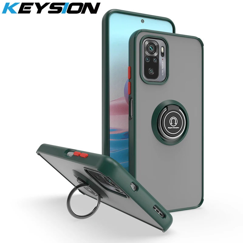 KEYSION - Custodia opaca alla moda per Redmi Note 10 Pro 5G 10S 9 Pro 8 T, con supporto ad anello trasparente, antiurto, per Redm_voghion.com