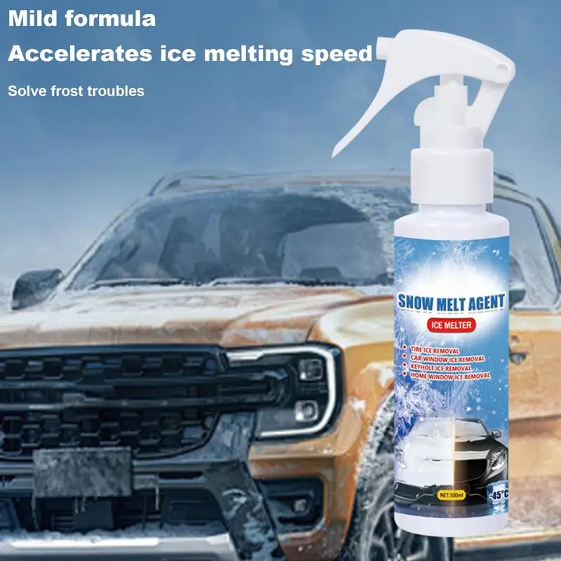 Defrost Spray Windshield Ice Frost & Snow Melting Spray 100ml Melts Ice Frost & Snow for Car Windscreens Door Handle