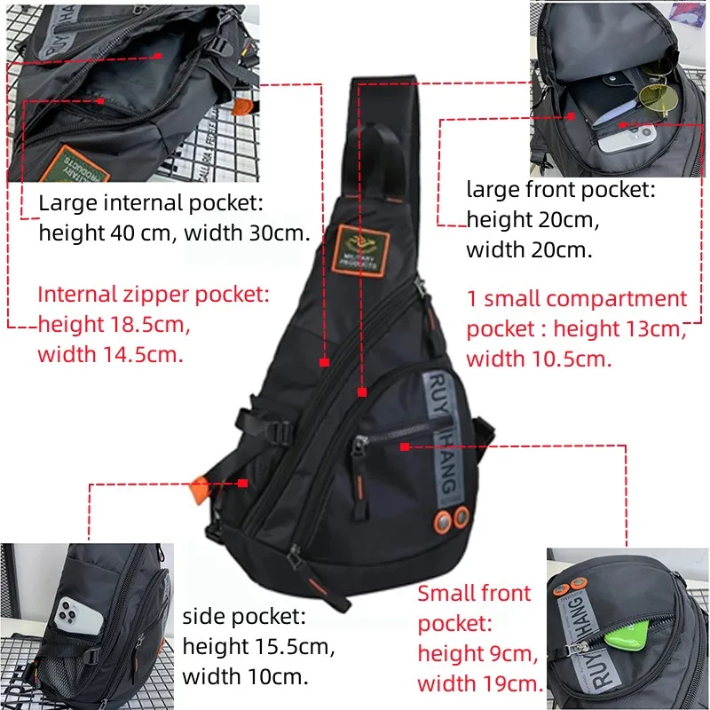 FSD.WG Sling Backpack for Men Chest Bag Crossbody Shoulder Bags Travel Bag Purse for Men with Water Resistant