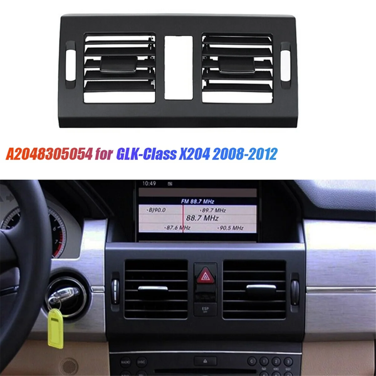 Car Center Air Outlet Grille Cover A2048305054 for Mercedes-Benz GLK-Class X204 2008-2012 Dash Panel Air A/C Vent Grille