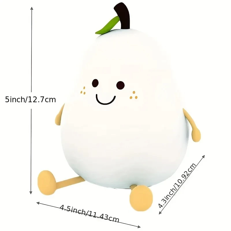 Cute Fruit LED Night Light USB Rechargeable Silicone Bedroom Bedside Room Lamp Touch Sensor Control Room Decor Kids Children 6