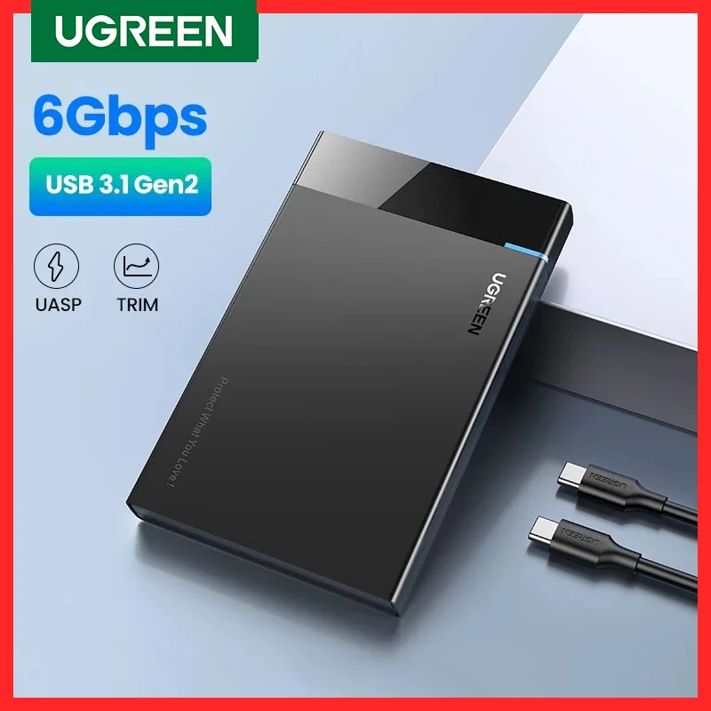 UGREEN HDD Case 2.5" Hard Drive Enclosure USB Type C SATA 5Gbps for SSD HDD 9.5 7mm External Hard Drive Disk Case Support UASP