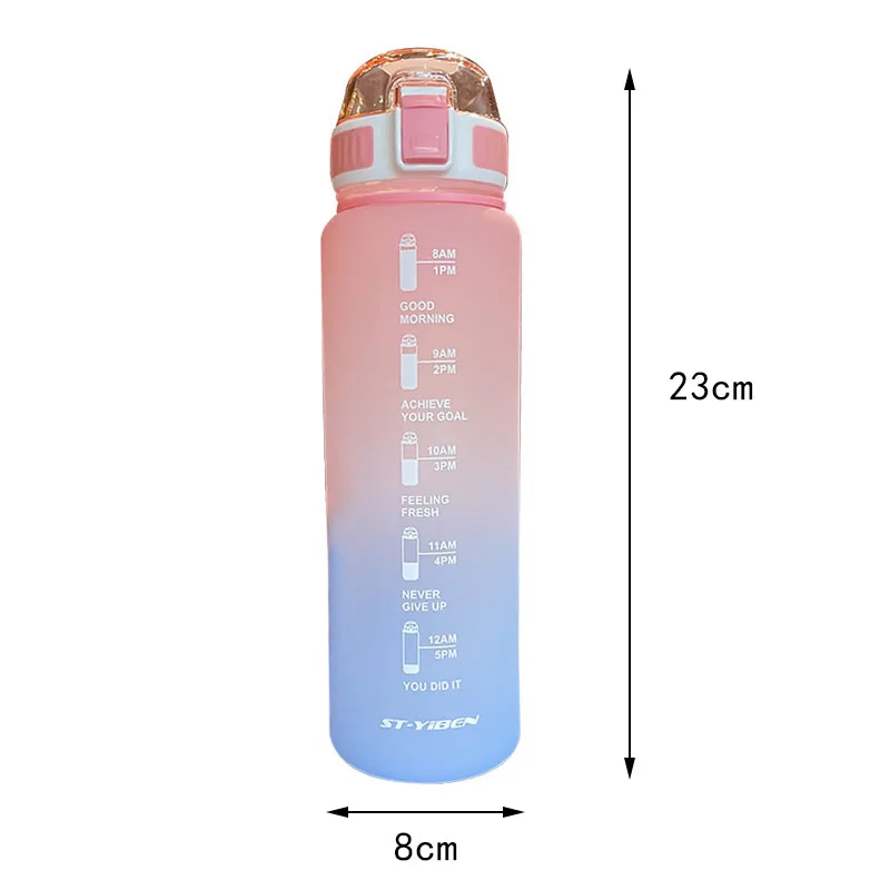 1l Water Bottle With Scale Ins Cute Plastic Leak Proof Mug Large